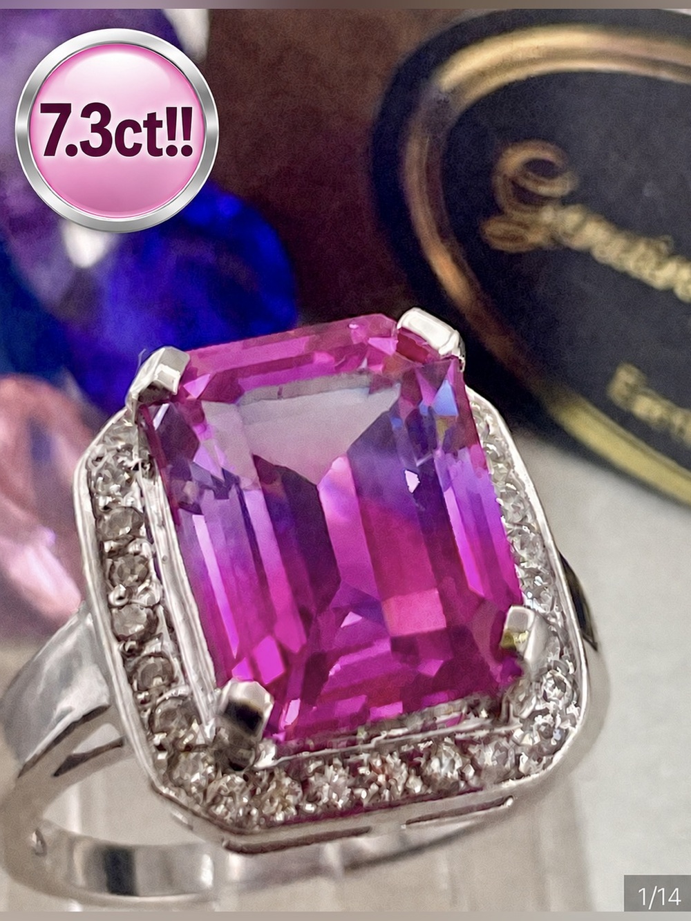 OR SIZE 7👍Bi-Color Parti- Sapphire Purple Pink  multi-color silver 925 Ring
